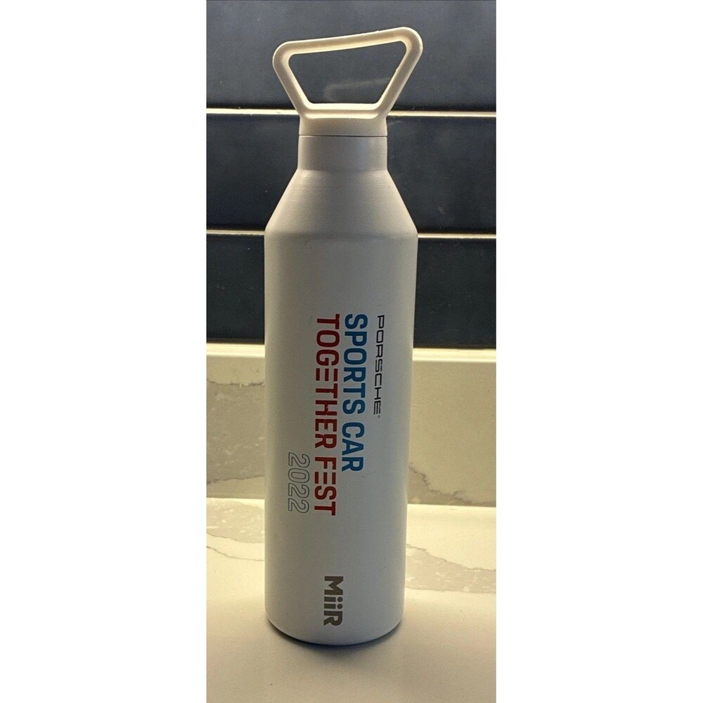 MiiR PORSCHE Water Bottle 23 oz Tumbler White Stainless Screw Top Sports Car 22